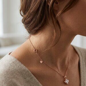 Minimalist Four Leaf Clover Cubic Zirconia Good Luck Necklace